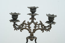 Load image into Gallery viewer, Antique Style Figural Metal Candelabra Woman Holding Three Light Candle Holder Art Nouveau
