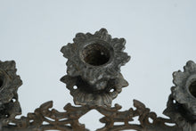 Load image into Gallery viewer, Antique Style Figural Metal Candelabra Woman Holding Three Light Candle Holder Art Nouveau
