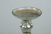Load image into Gallery viewer, Silver Mercury Glass Pillar Candle Holder 16 Inch Antique Style Pedestal
