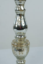 Load image into Gallery viewer, Silver Mercury Glass Pillar Candle Holder 16 Inch Antique Style Pedestal
