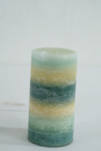 Load image into Gallery viewer, Coastal Woven Seagrass Hurricane Candle Holder Blue Glass 9 Inch
