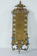 Load image into Gallery viewer, Pair Antique French Chinoiserie Brass Wall Sconces Mirrors Cloisonne Enamel
