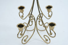 Load image into Gallery viewer, Gold Tone Metal 5 Light Candelabra Scrollwork Candle Holder 12 Inch
