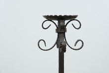 Load image into Gallery viewer, Wrought Iron Floor Candlesticks Pair Spanish Revival Scrollwork 34 27
