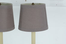 Load image into Gallery viewer, Pair Brass Candlestick Table Lamps With Curved Tripod Bases 32 Inch
