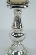 Load image into Gallery viewer, Tall Silver Mercury Glass Style Candlestick Holder with LED Candle
