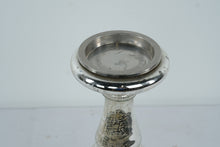 Load image into Gallery viewer, Tall Silver Mercury Glass Style Candlestick Holder with LED Candle
