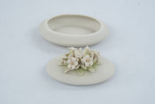 Load image into Gallery viewer, Capodimonte Porcelain Floral Trinket Box White Bisque Applied Flowers
