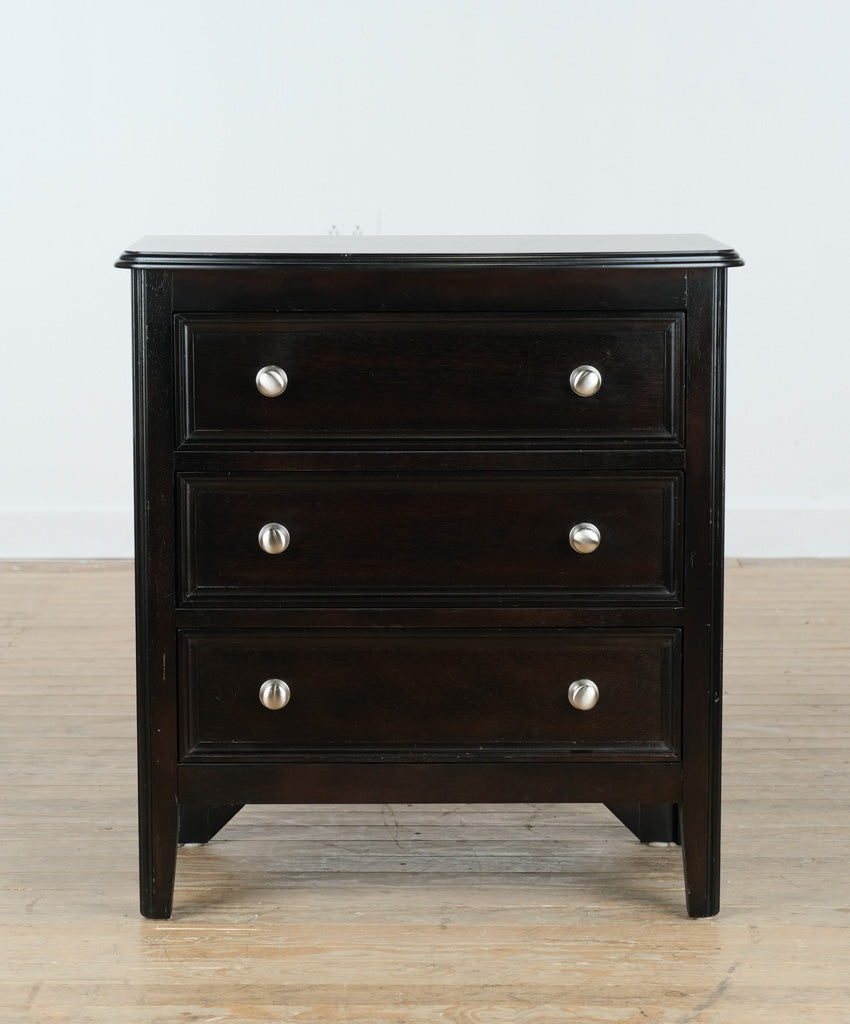 Carlyle Nightstand – B371-93 – Contemporary 3-Drawer, Almost Black Finish