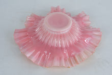 Load image into Gallery viewer, Antique Silver Brides Basket with Peach Pink Ribbed Glass Bowl

