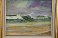 Load image into Gallery viewer, Signed Boone 1986 Original Coastal Seascape Oil Painting Framed Beach Art 19x16
