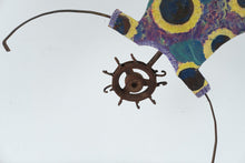 Load image into Gallery viewer, Whimsical Girl Doing Cartwheel Metal Sculpture Folk Art Sunflower 42 Inch

