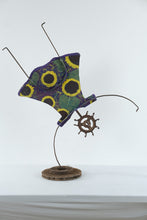 Load image into Gallery viewer, Whimsical Girl Doing Cartwheel Metal Sculpture Folk Art Sunflower 42 Inch
