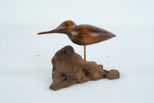 Load image into Gallery viewer, Hand Carved Wood Shorebird Sculpture Driftwood Base Signed EB
