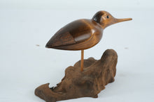 Load image into Gallery viewer, Hand Carved Wood Shorebird Sculpture Driftwood Base Signed EB
