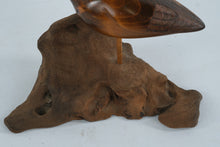 Load image into Gallery viewer, Hand Carved Wood Shorebird Sculpture Driftwood Base Signed EB
