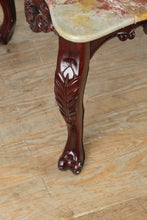 Load image into Gallery viewer, Ornate Carved Mahogany Coffee Table with Rosso Marble Top
