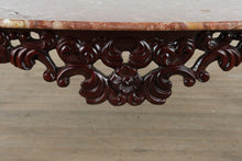 Load image into Gallery viewer, Ornate Carved Mahogany Coffee Table with Rosso Marble Top
