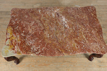 Load image into Gallery viewer, Ornate Carved Mahogany Coffee Table with Rosso Marble Top
