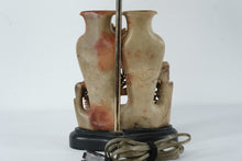 Load image into Gallery viewer, Asian Soapstone Carved Vase Lamp Floral Relief Sculpture 22 5 Inch
