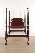 Load image into Gallery viewer, Unique Carved Mahogany Twin Size Poster Bed
