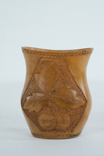 Load image into Gallery viewer, Hand-Carved Wooden Vessel with Leaf and Fruit Motif
