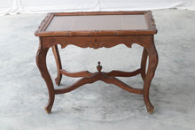 Load image into Gallery viewer, Carved Side Table with Removeable Glass Framed Top

