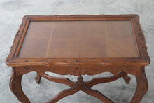 Load image into Gallery viewer, Carved Side Table with Removeable Glass Framed Top
