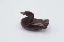 Load image into Gallery viewer, Hand Carved Dark Wood Swan Miniature Bird Sculpture Folk Art 3 5 Inch
