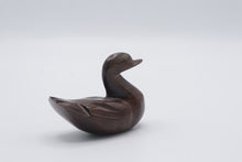 Load image into Gallery viewer, Hand Carved Dark Wood Swan Miniature Bird Sculpture Folk Art 3 5 Inch
