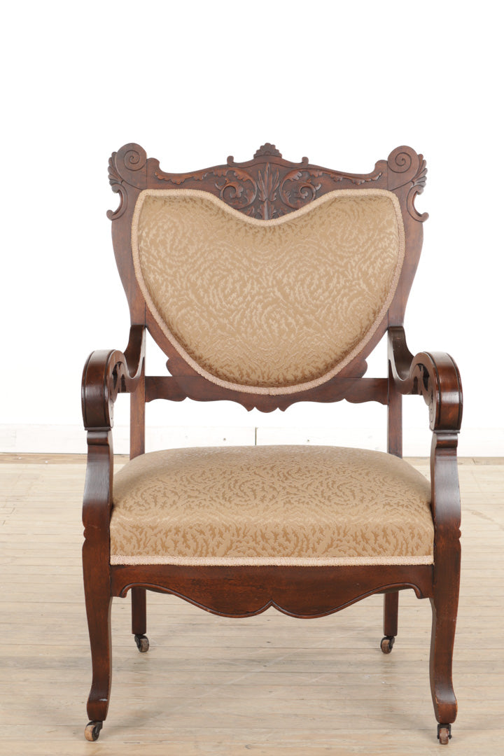 Carved Victorian Arm Chair with Heart Back