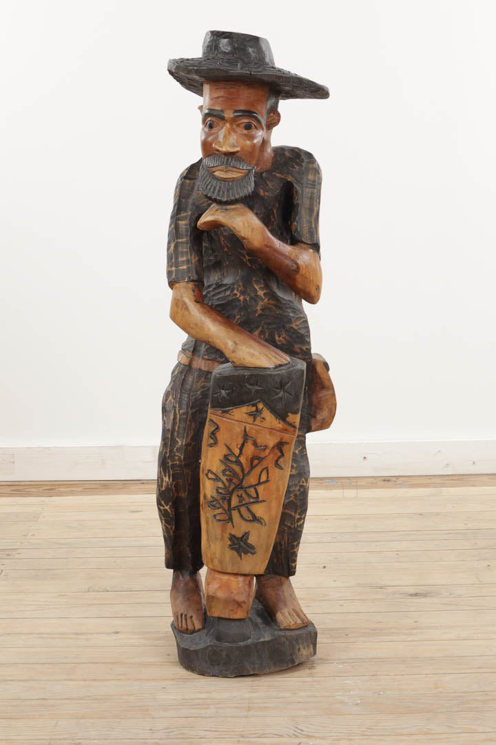 Carved Wooden Bearded Man with a Hat - 42