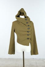 Load image into Gallery viewer, C Asch Gro Abrahamsson Olive Green Hooded Cropped Wool Jacket
