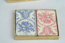 Load image into Gallery viewer, Caspari Playing Cards Double Deck Blue and Pink Floral Cameo Design Gift Box
