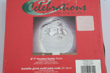 Load image into Gallery viewer, Celebrations Crystal Clear Frosted Glass Santa Claus Plate 8 Inch Christmas Boxed
