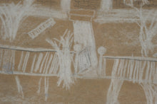 Load image into Gallery viewer, Vintage Original Charcoal Chalk Folk Art House Yard Drawing Framed 16 x 13
