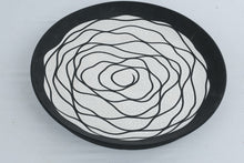 Load image into Gallery viewer, Charles Chrisco Studio Pottery Black White Raku Plate Crackle Glaze 14 Inch
