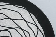 Load image into Gallery viewer, Charles Chrisco Studio Pottery Black White Raku Plate Crackle Glaze 14 Inch
