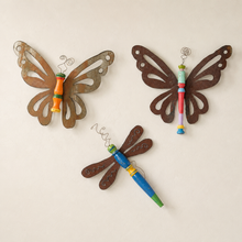 Load image into Gallery viewer, Handmade Metal Butterfly Dragonfly Wall Art Folk Art Garden Decor Set 3
