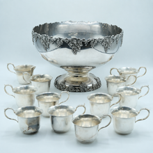 Load image into Gallery viewer, Webster Wilcox Vintage Silverplate Punch Bowl Set 12 Cups International Silver
