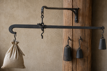 Load image into Gallery viewer, Antique Steelyard Balance Scale 200 Pound Double Sided Beam With 3 Weights
