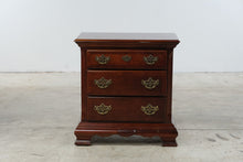 Load image into Gallery viewer, Traditional Cherry Finish Three-Drawer Nightstand with Brass Hardware
