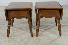 Load image into Gallery viewer, Pair of Solid Cherry Drop-Leaf End Tables with Drawers
