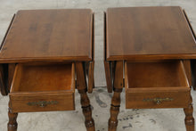 Load image into Gallery viewer, Pair of Solid Cherry Drop-Leaf End Tables with Drawers
