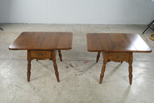 Load image into Gallery viewer, Pair of Solid Cherry Drop-Leaf End Tables with Drawers
