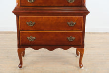 Load image into Gallery viewer, Cherry Queen Anne Highboy Chest on Chest Dresser

