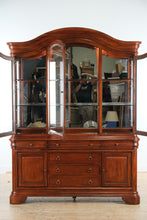 Load image into Gallery viewer, Cherry Wood China Cabinet with Glass Doors and Lighted Display Top

