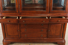 Load image into Gallery viewer, Cherry Wood China Cabinet with Glass Doors and Lighted Display Top
