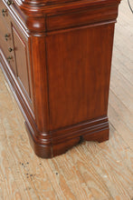 Load image into Gallery viewer, Cherry Wood China Cabinet with Glass Doors and Lighted Display Top

