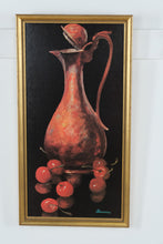 Load image into Gallery viewer, Framed Still Life Wall Art with Copper Pitcher &amp; Cherries – Classic Decorative Artwork, Vertical Format
